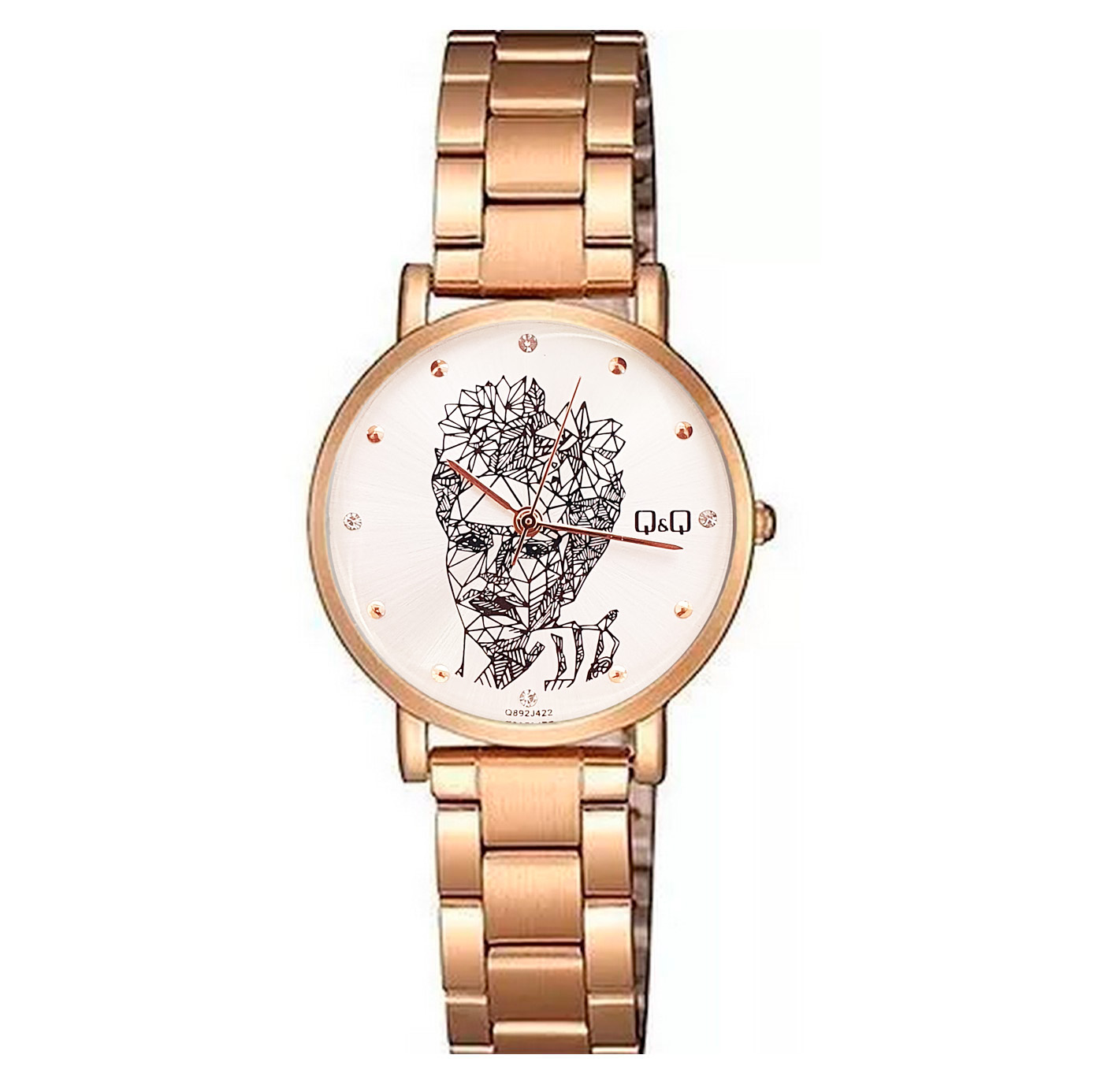 Reloj Q&q Qyq Elegante Frida Kahlo Acero + Estuche Dama